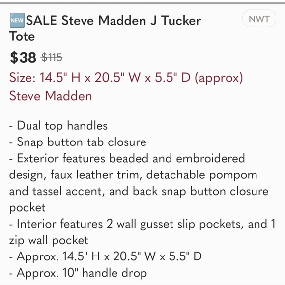 Steve Madden J Tucker Tote - Picture 6 of 6